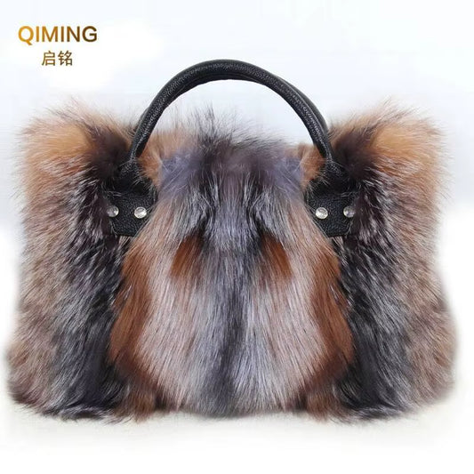 Real Fox Fur Bag Woman Big Bag Ladies Crossbody Bags Designer Luxury Handbags Women Handbag Shoulder Bag Fluffy Tote Bag Fuzzy